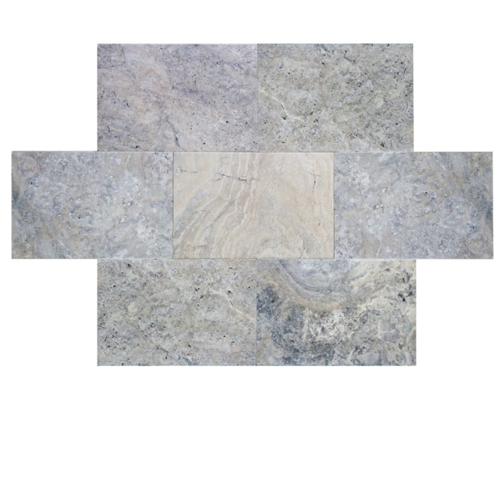 Silver Travertine 3 cm 16x24 Tumbled Paver