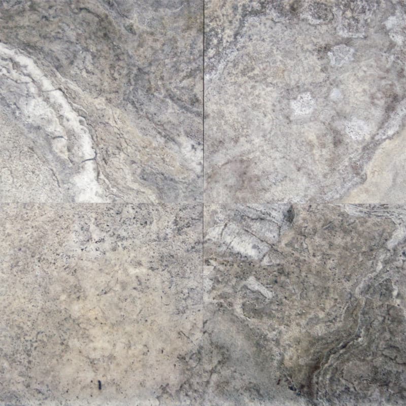 Silver Travertine 18x18 Filled and Honed Tile