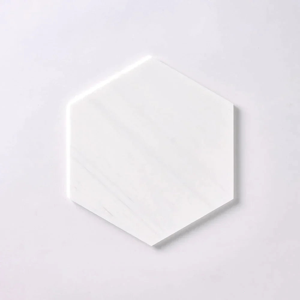 Bianco Dolomite Marble 10" Hexagon Honed Mosaic Tile