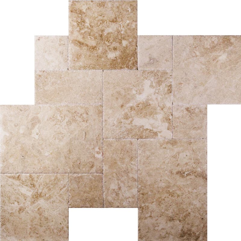 Cappucino Marble Brushed and Chiseled Versailles Pattern Tile