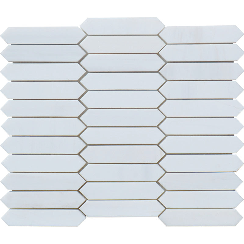 Bianco Dolomite Marble 1x5 Picket Honed Mosaic Tile