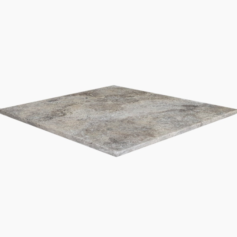 Silver Travertine 12x12 Unfilled and Tumbled Tile