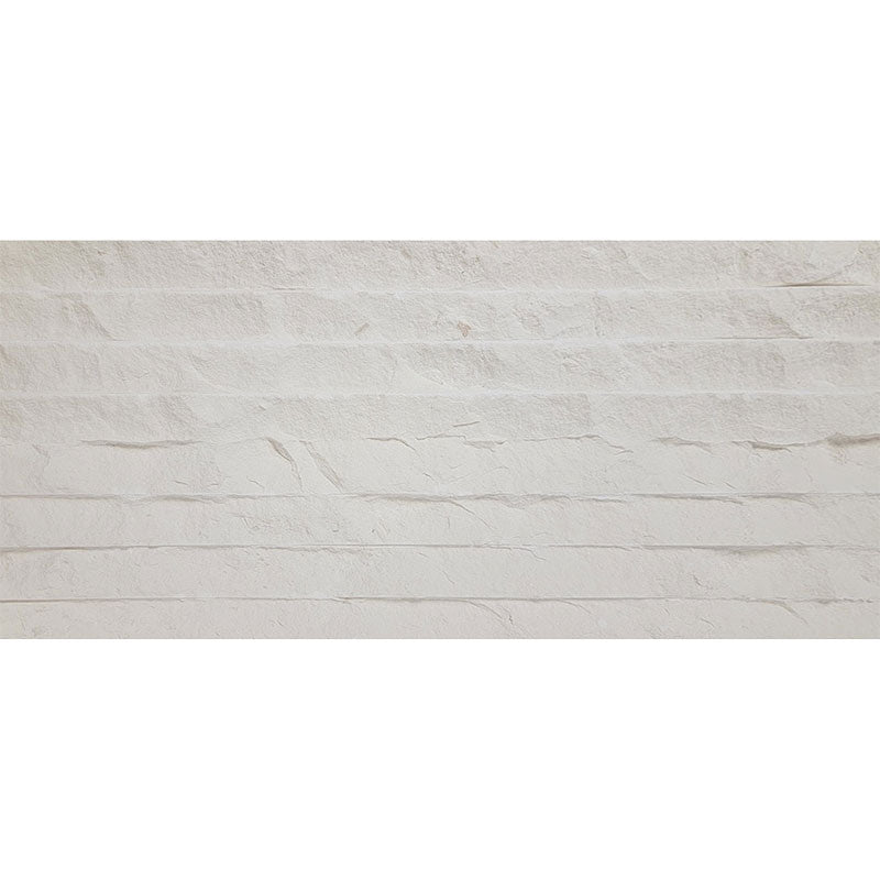 White Pearl Myra Limestone 12x24 Striated Chiseled Tile