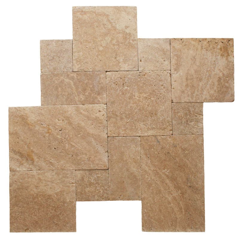 Walnut Travertine 3cm Paver Tumbled Versailles Pattern