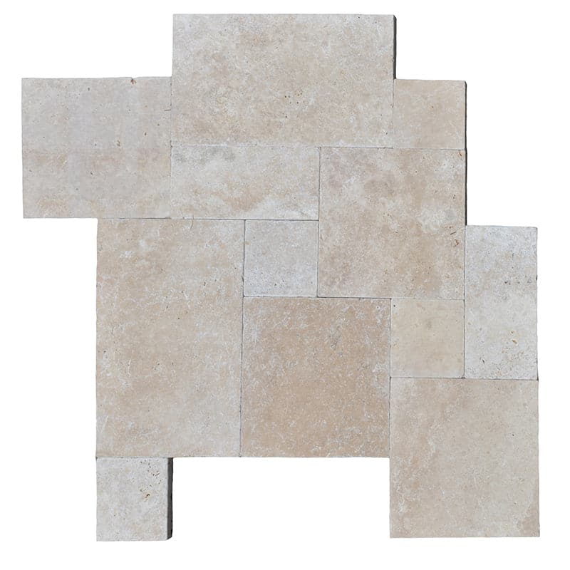 Ivory Travertine Tumbled 3cm Paver Pattern