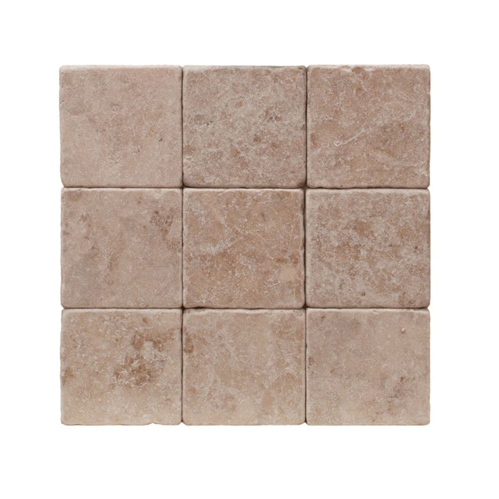 Cappuccino Marble 4X4 Tumbled Tile