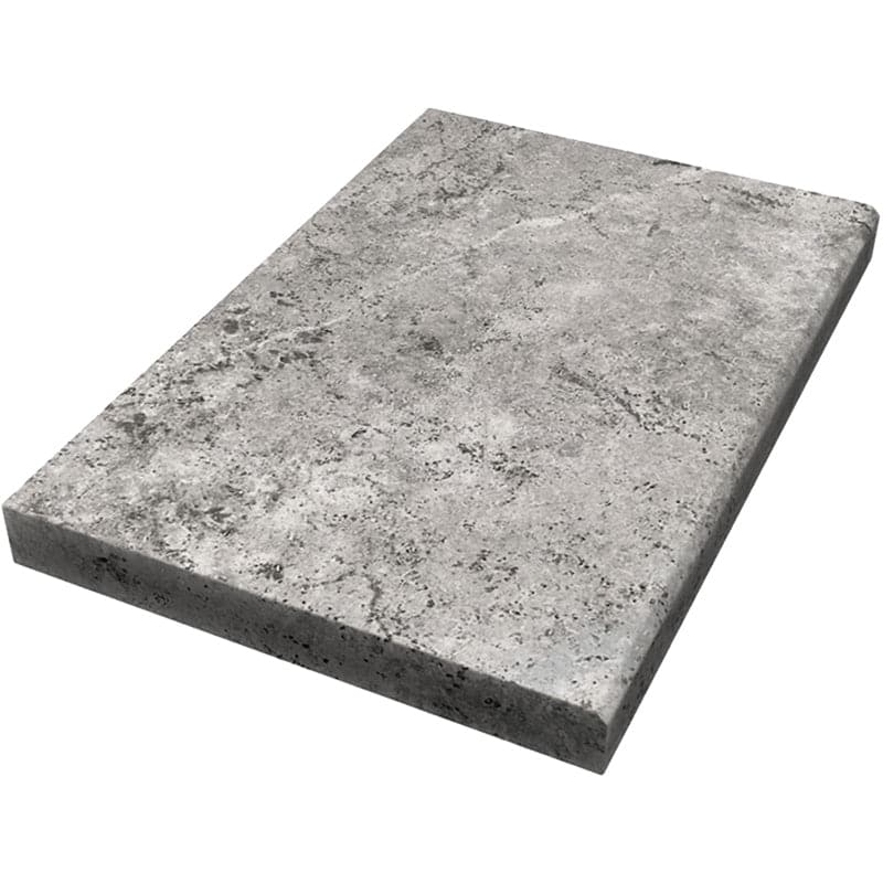 Silver Travertine 16x24 5cm Tumbled Eased Edge Pool Coping