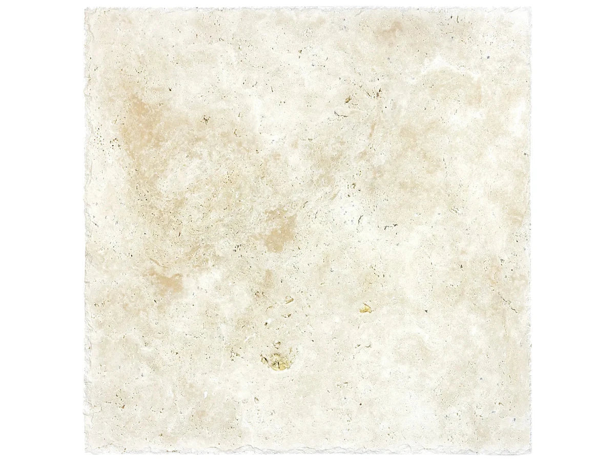 Ivory Travertine 18x18 Unfilled Brushed and Chiseled Tile