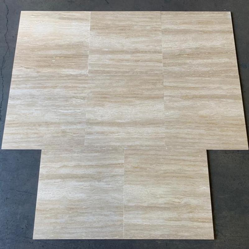 Ivory Travertine 18x18 Filled Honed Vein Cut Tile