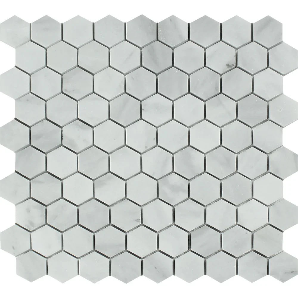 Bianco Caldo Mugla White 2x2 Hexagon Polished Mosaic Tile
