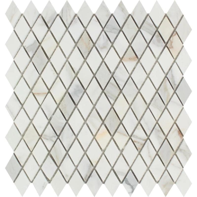 Calacatta Gold Marble Honed 1x2 Diamond Mosaic Tile