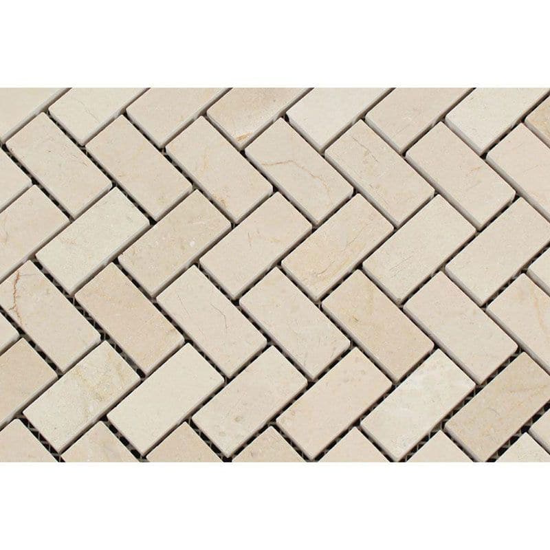 Crema Marfil Marble Mini Herringbone Polished Mosaic Tile