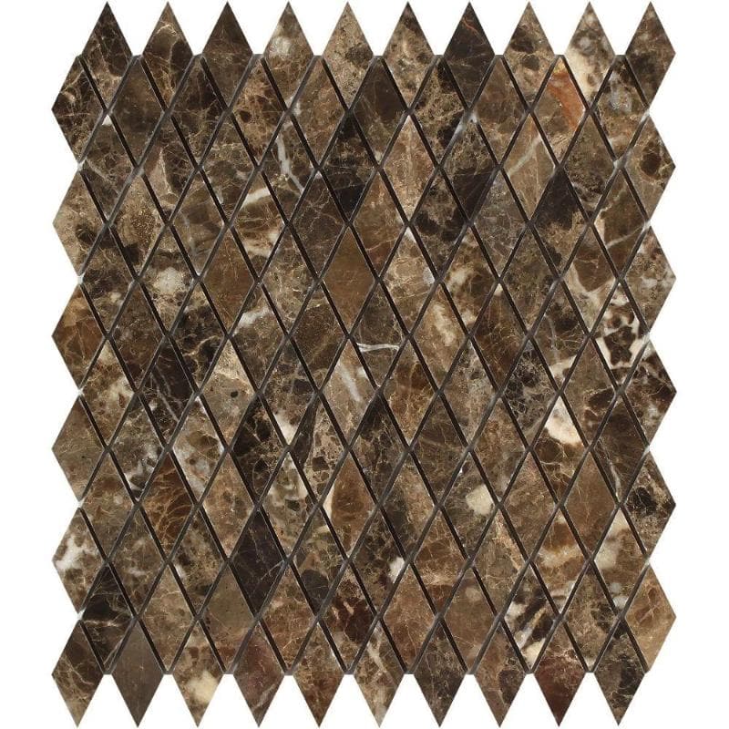 Emperador Dark Marble Polished 1x2 Diamond Mosaic Tile