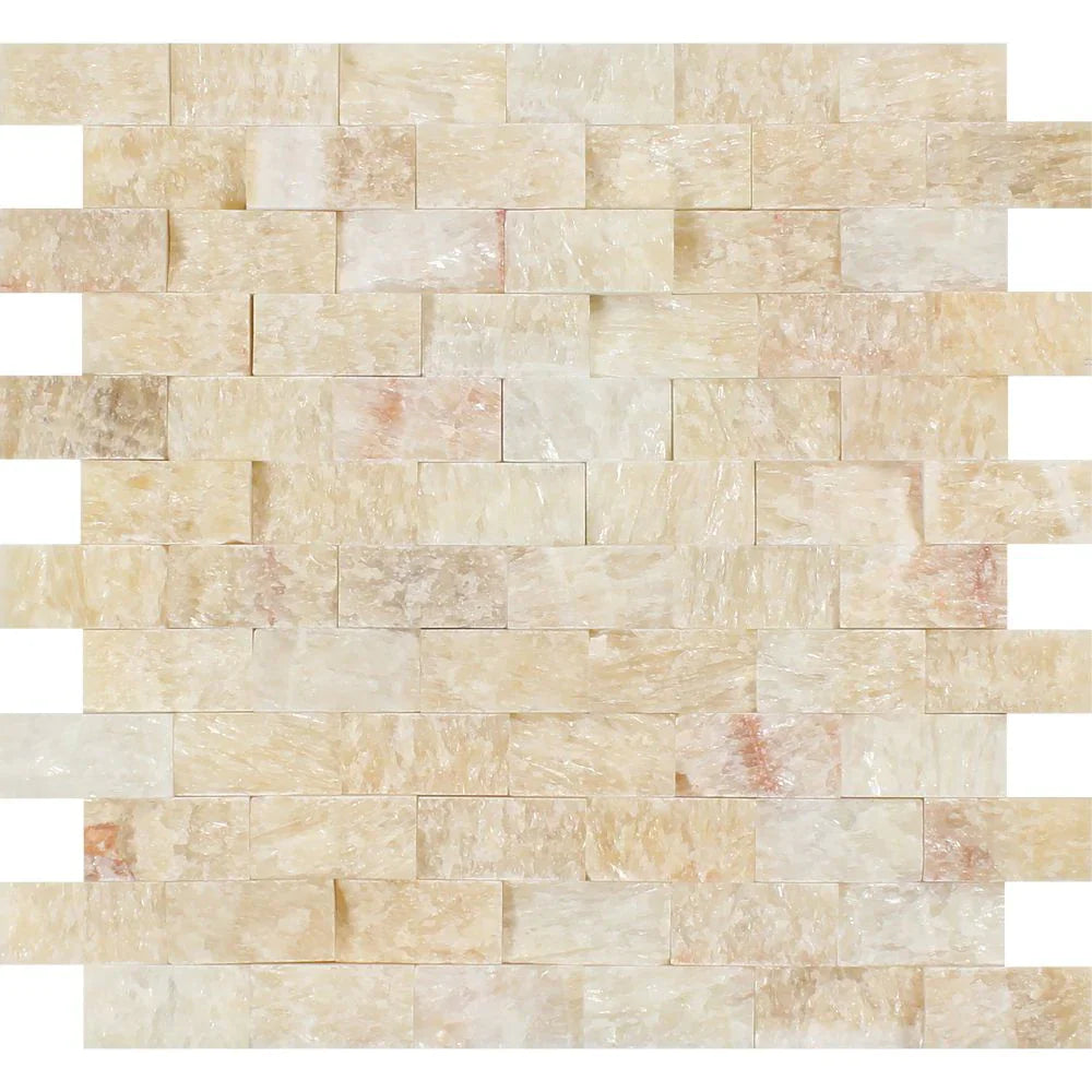 Honey Onyx 1x2 Split Face Mosaic Tile