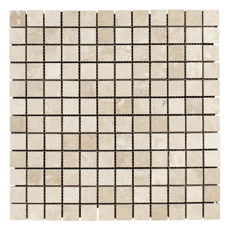 Ivory Travertine 1x1 Honed Mosaic Tile