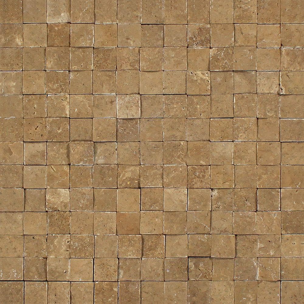 Noce Travertine 1x1 Split Face Mosaic Tile