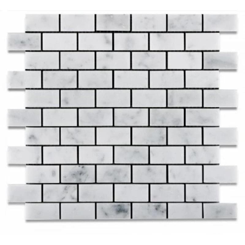 White Carrara Marble 1x2 Polished Mosaic Tile