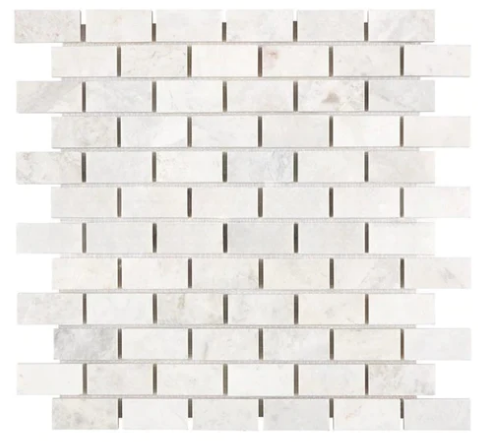 Bianco Congelato Nimbus Marble 1x2 Brick Mosaic Tile