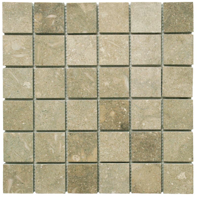 Seagrass Limestone 2x2 Tumbled Mosaic Tile
