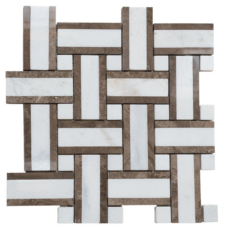 Calacatta Amber Marble Basketwieve Honed Mosaic Tile