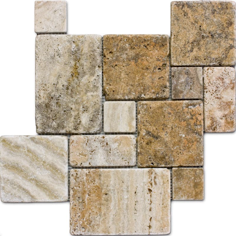 Scabos Opus Mini Pattern Tumbled Mosaic Tile