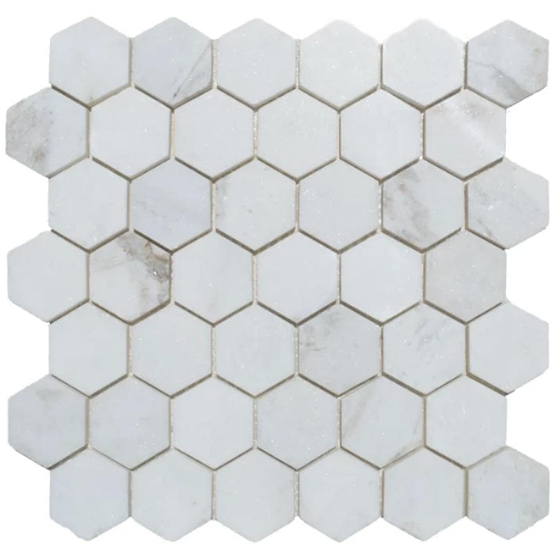 Calacatta Amber Marble 2x2 Hexagon Polished Mosaic Tile