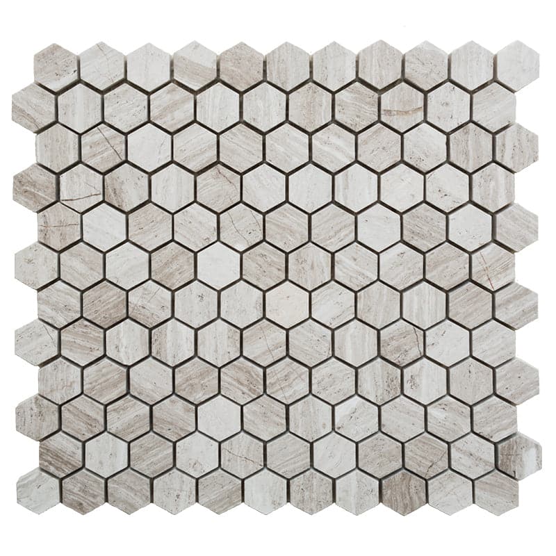 Haisa Light (White Oak) Marble 1x1 Hexagon Honed Mosaic Tile