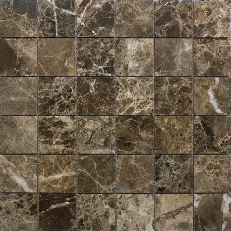 Emperador Dark Spanish Marble 2x2 Polished Mosaic Tile