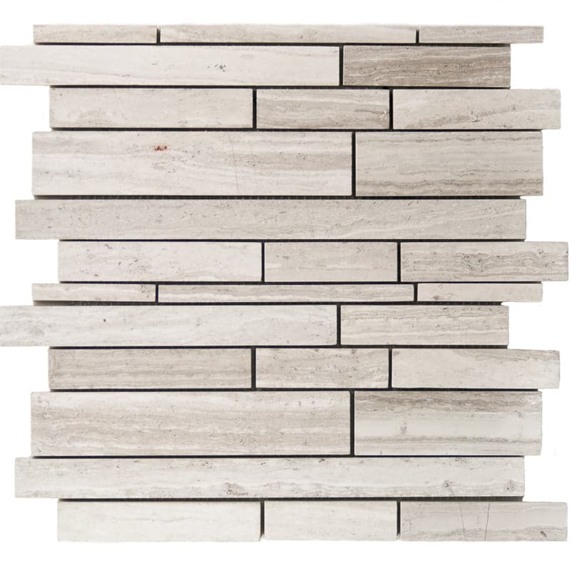 Haisa Light (White Oak) Marble Random Insert Strips Mosaic Tile