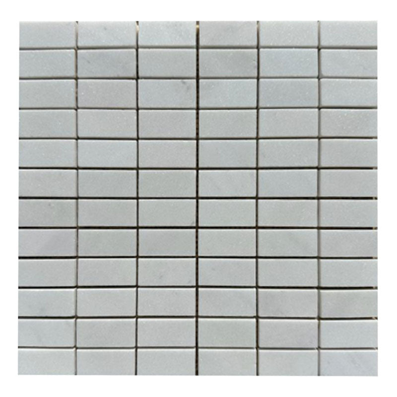 Mont Blanc Serena White Marble 1X2 Stacked Honed Mosaic Tile