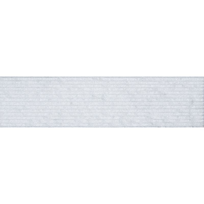 Secil White Marble 6x24 Combed Brushed Ledger Panel