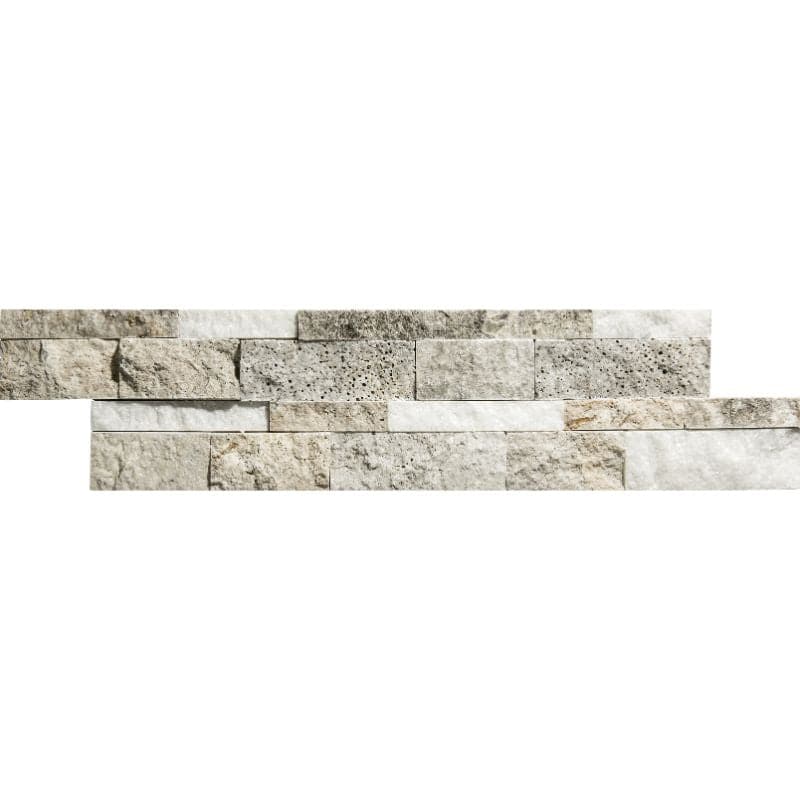 Silver Secil White 6x24 Stacked Stone Ledger Panel