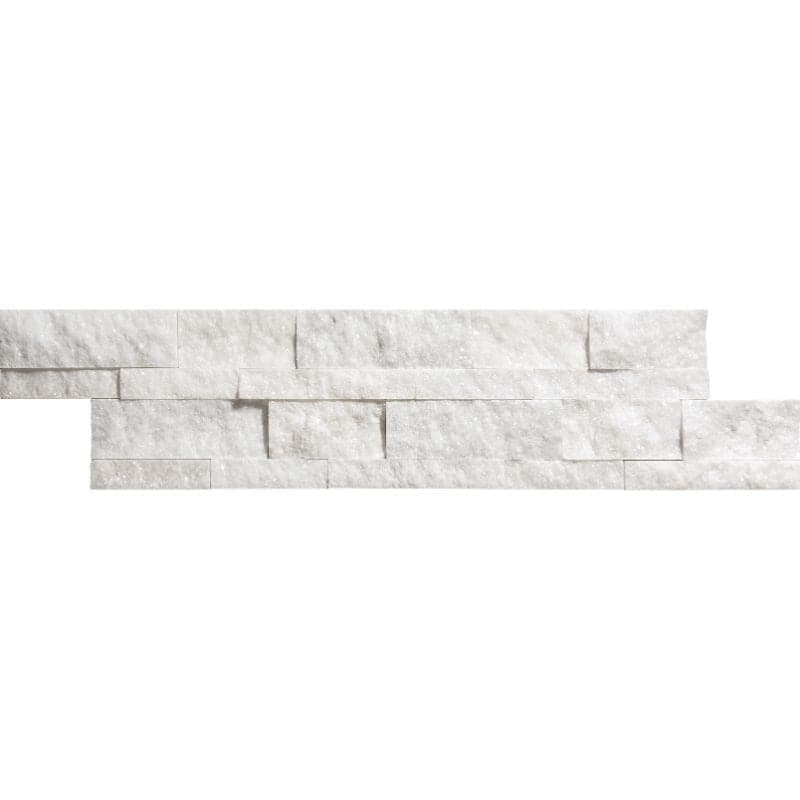 Secil White Marble 6x24 Stacked Stone Ledger Panel