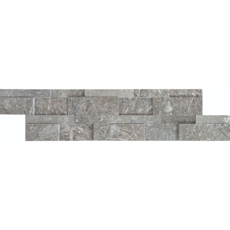Mona Gray Marble 3D 6x24 Stacked Stone Ledger Panel
