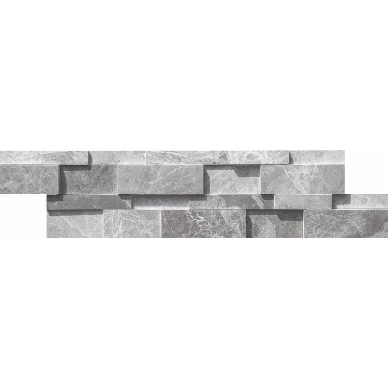Atlantic Gray Marble 3D 6x24 Stacked Stone Ledger Panel