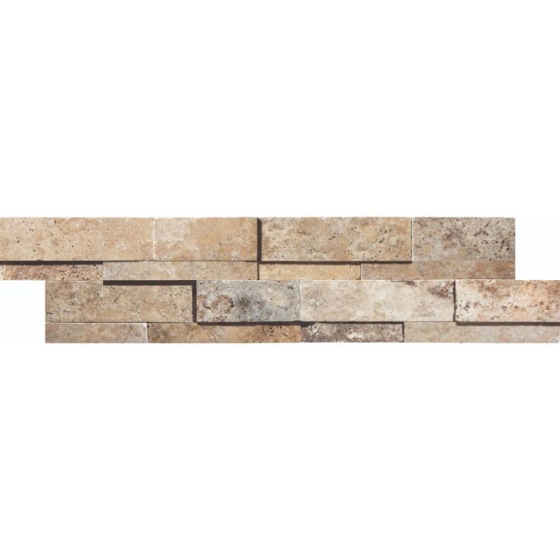 Scabos Travertine 6x24 3D Honed Stacked Stone Ledger Panel