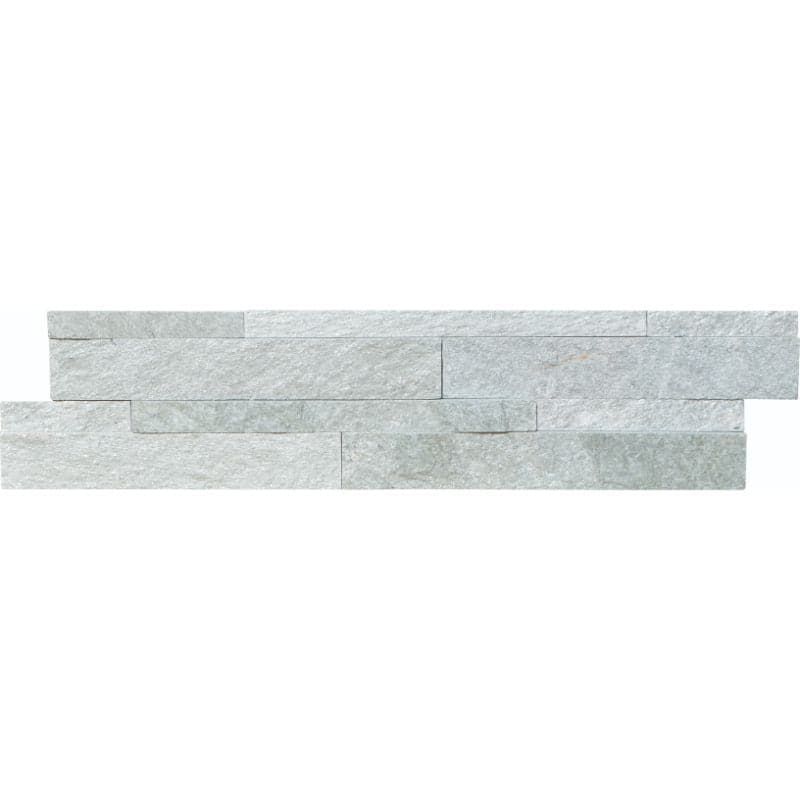 White Green Quartzite 6x24 Split Face Stacked Stone Ledger Panel