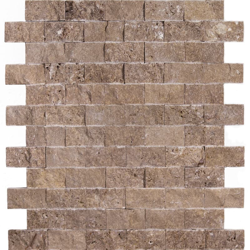 Noce Travertine 1x2 Split Face Mosaic Tile