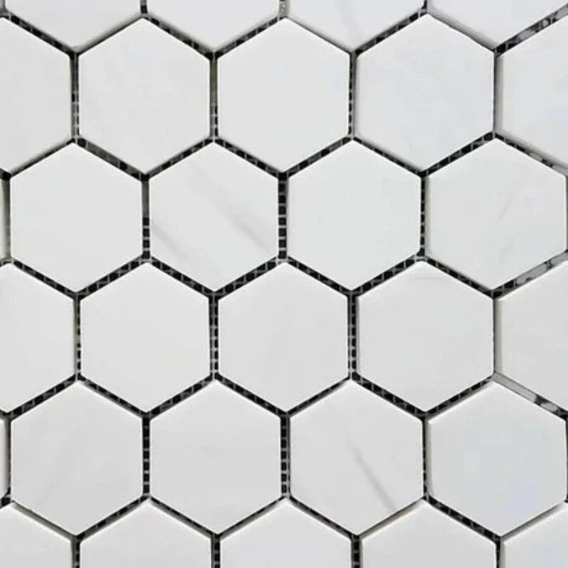 Bianco Dolomite Marble 1x1 Hexagon Honed Mosaic Tile