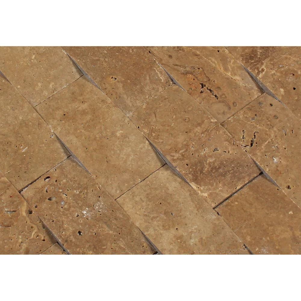 Noce Travertine 2x4 Wavy Honed Mosaic Tile
