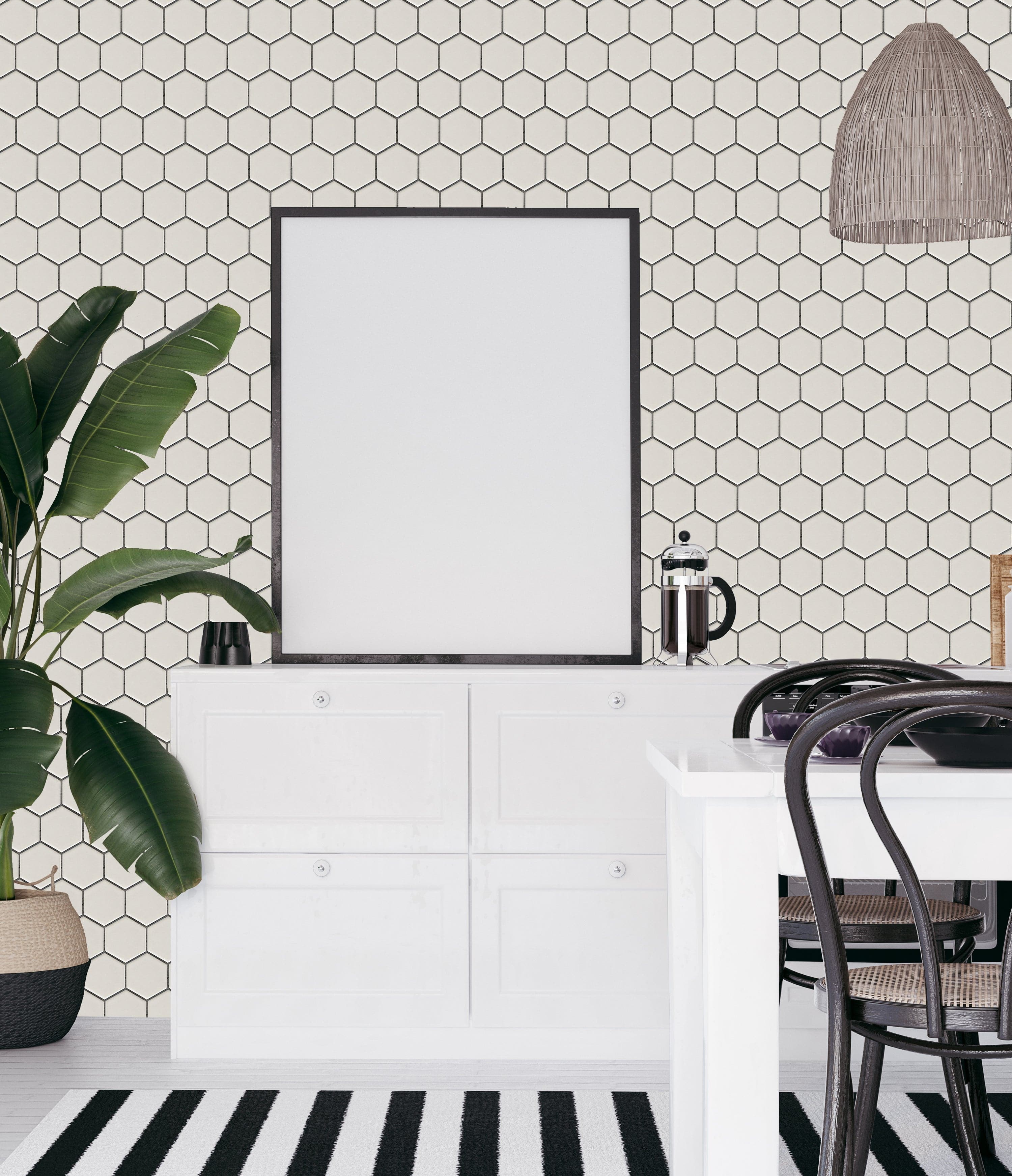 Ivory 2x2 Hexagon Glazed Porcelain Mosaic Tile