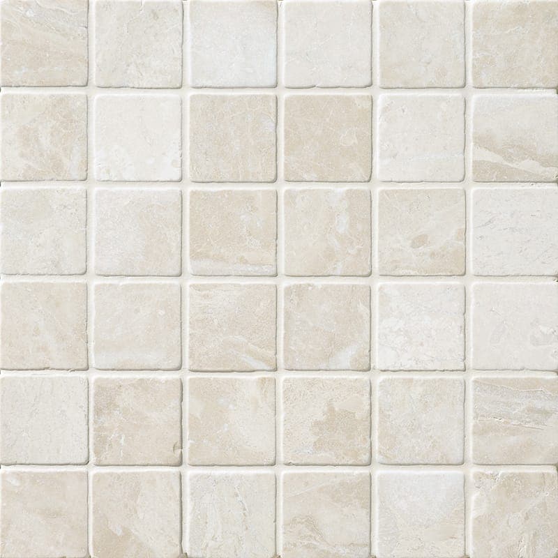 Botticino Beige Marble 2x2 Tumbled Mosaic Tile