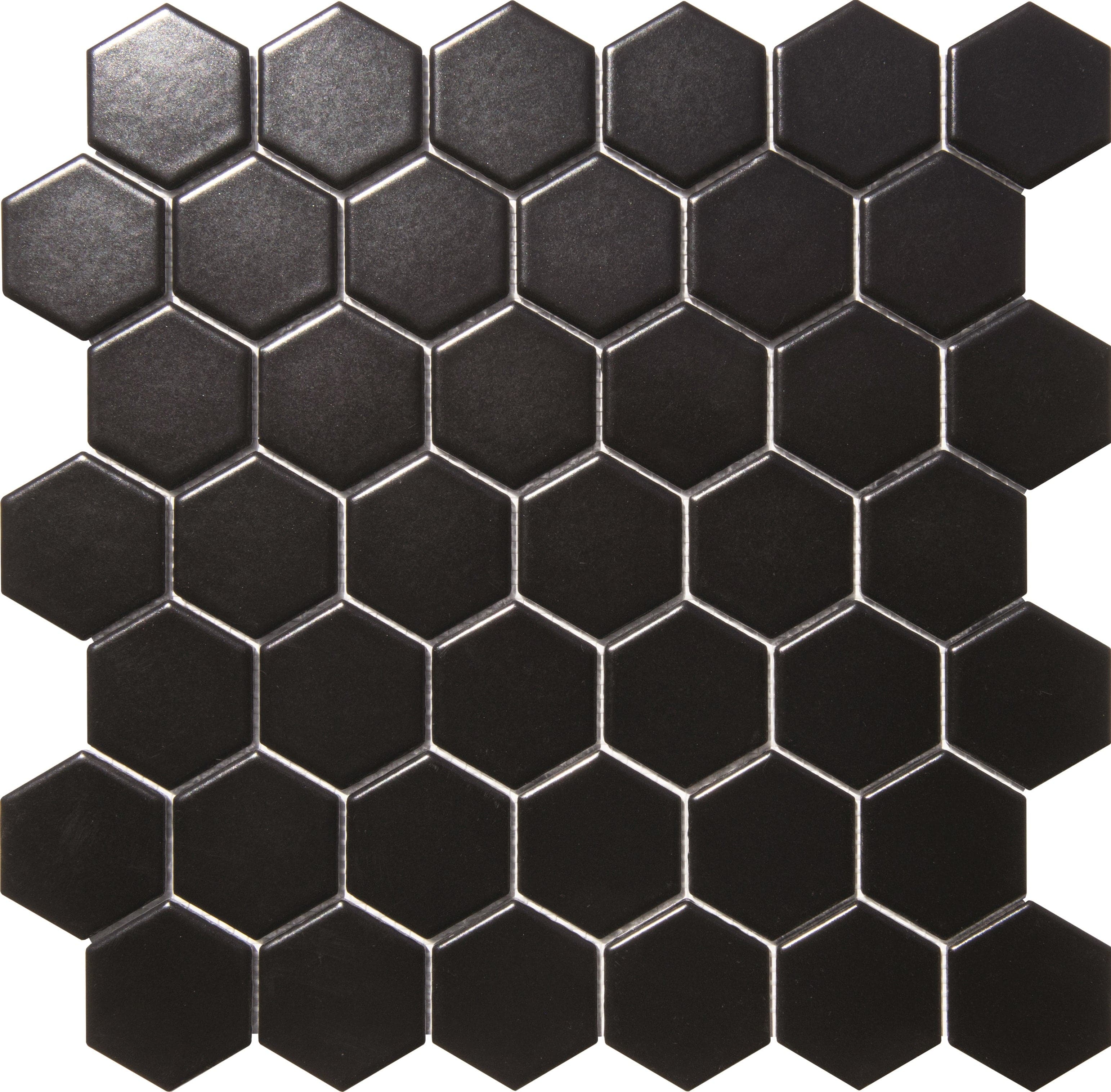 Black 2x2 Hexagon Glazed Porcelain Mosaic Tile