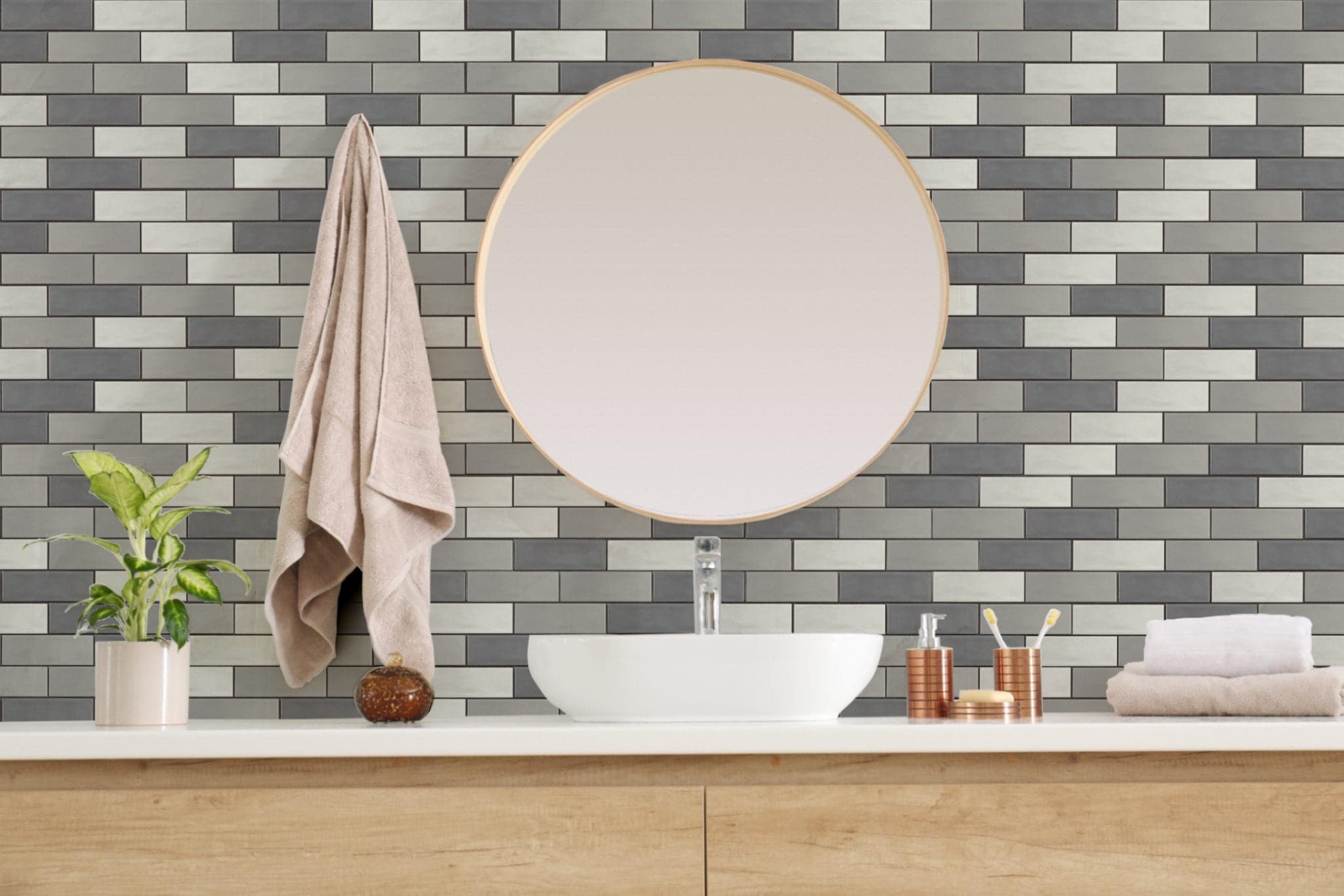 Silver Cloud Blend 2x6 Undulated Brick Porcelain Mosaic Tile