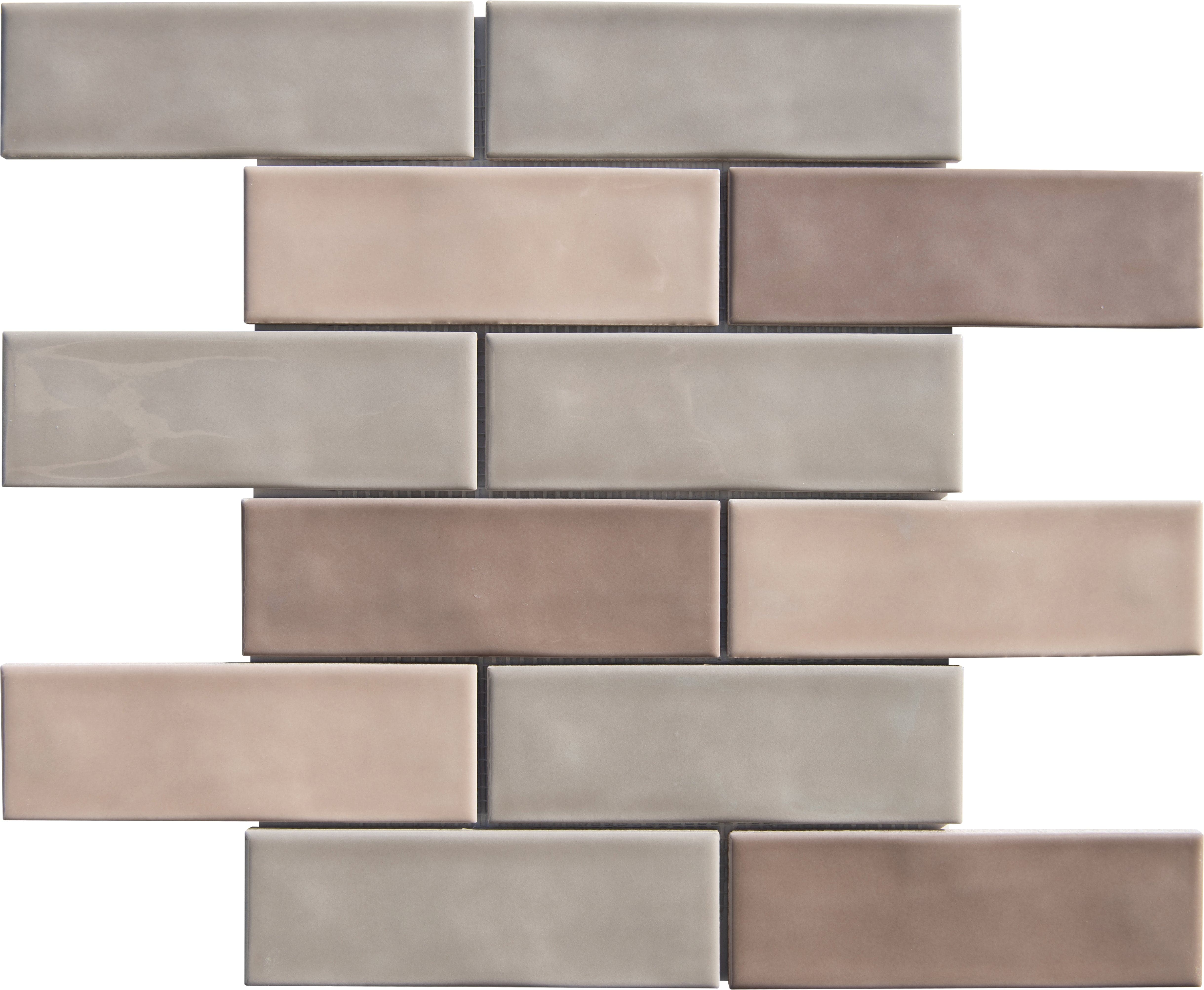 Lace Blend 2x6 Undulated Brick Porcelain Mosaic Tile