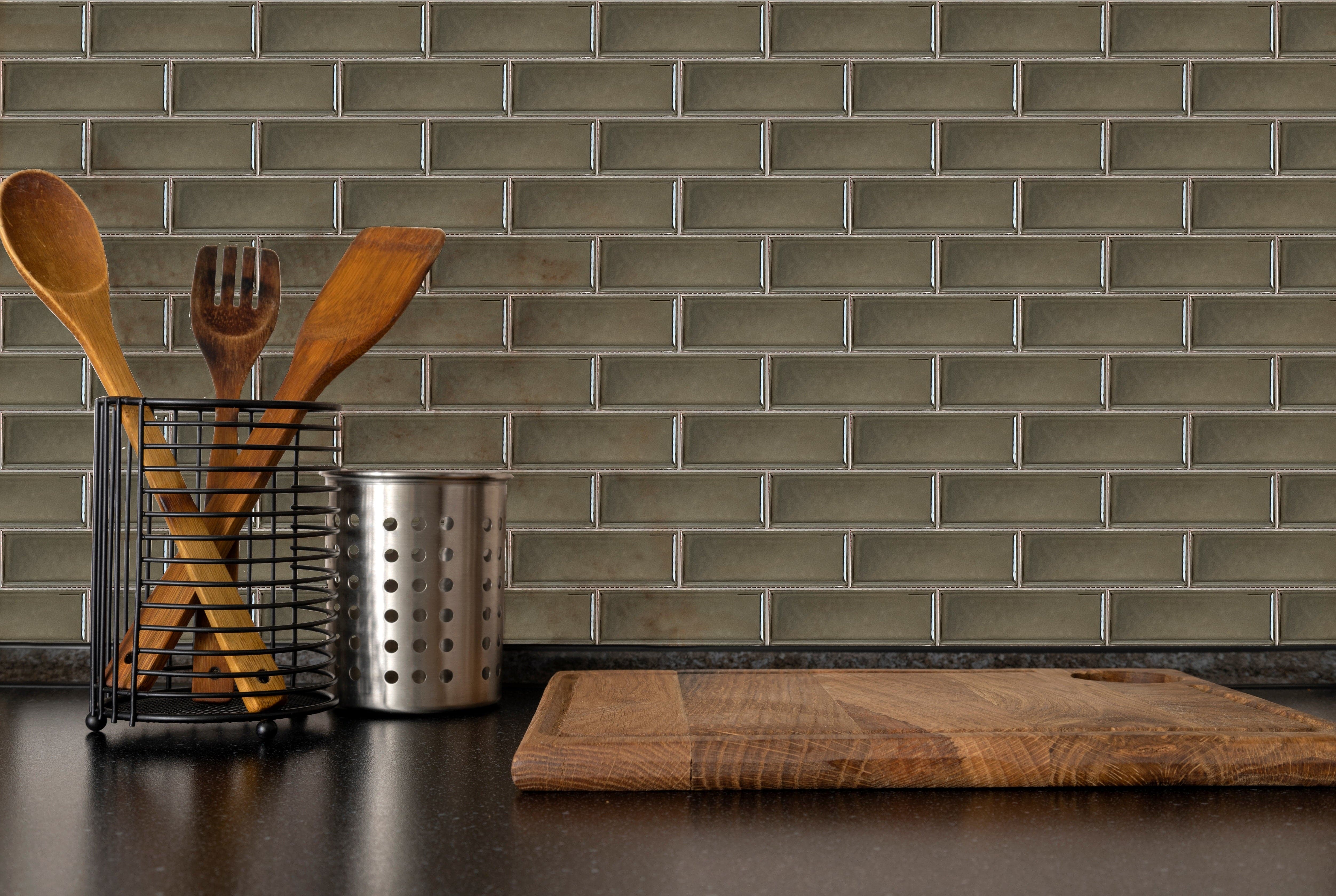 Lace Blend 2x6 Undulated Brick Porcelain Mosaic Tile