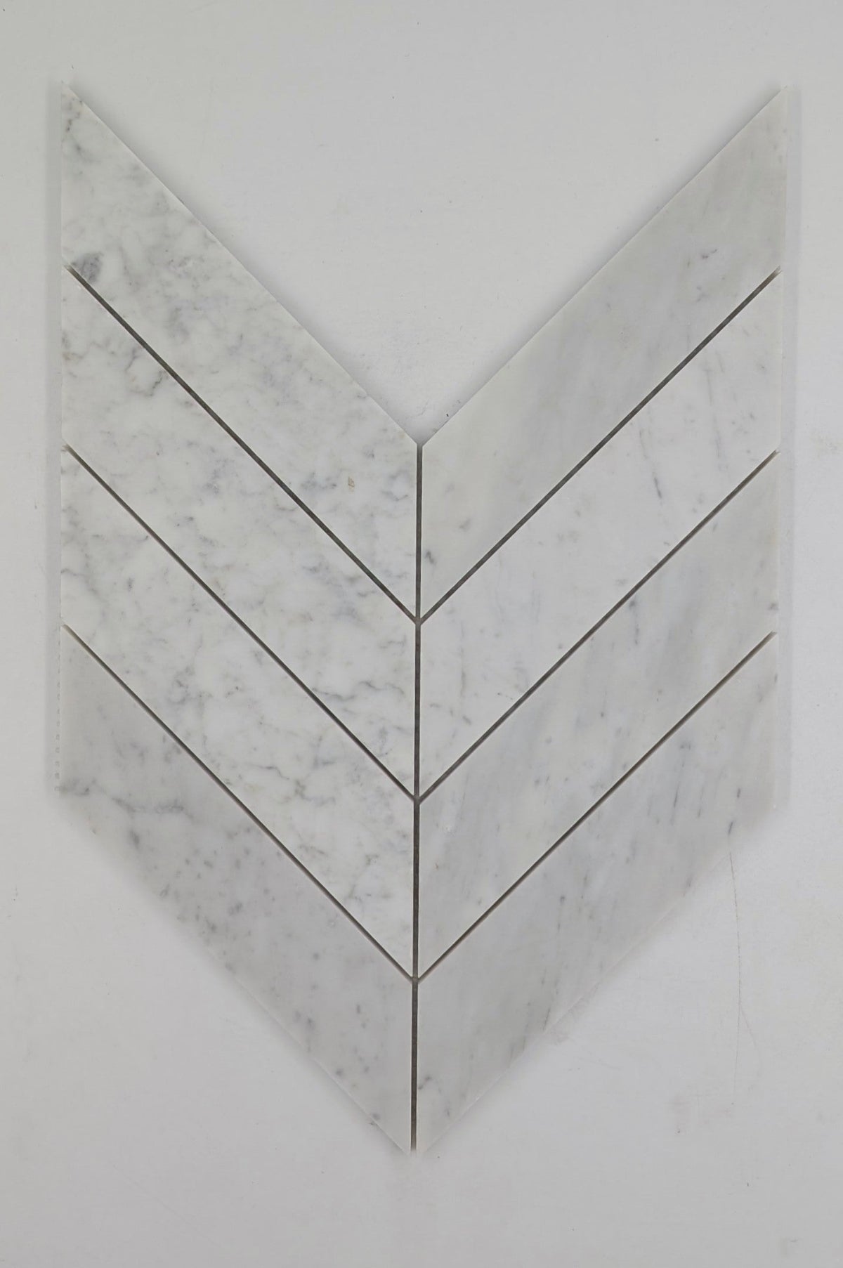 2x8 Carrara White ( LARGE ) Chevron Honed Marble Mosaic Tile