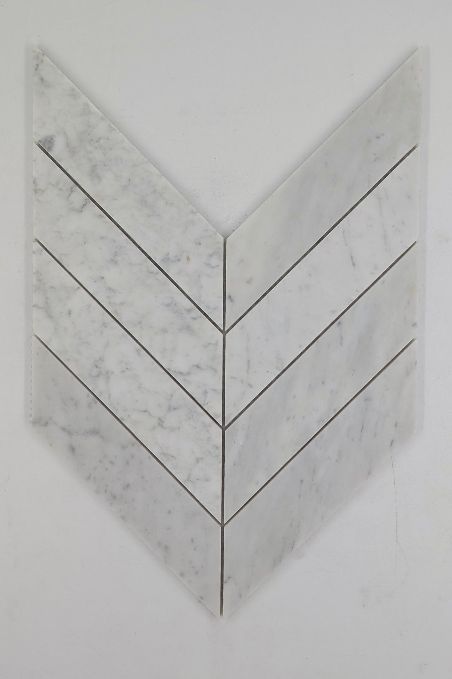 2x8 Carrara White ( LARGE ) Chevron Polished Marble Mosaic Tile
