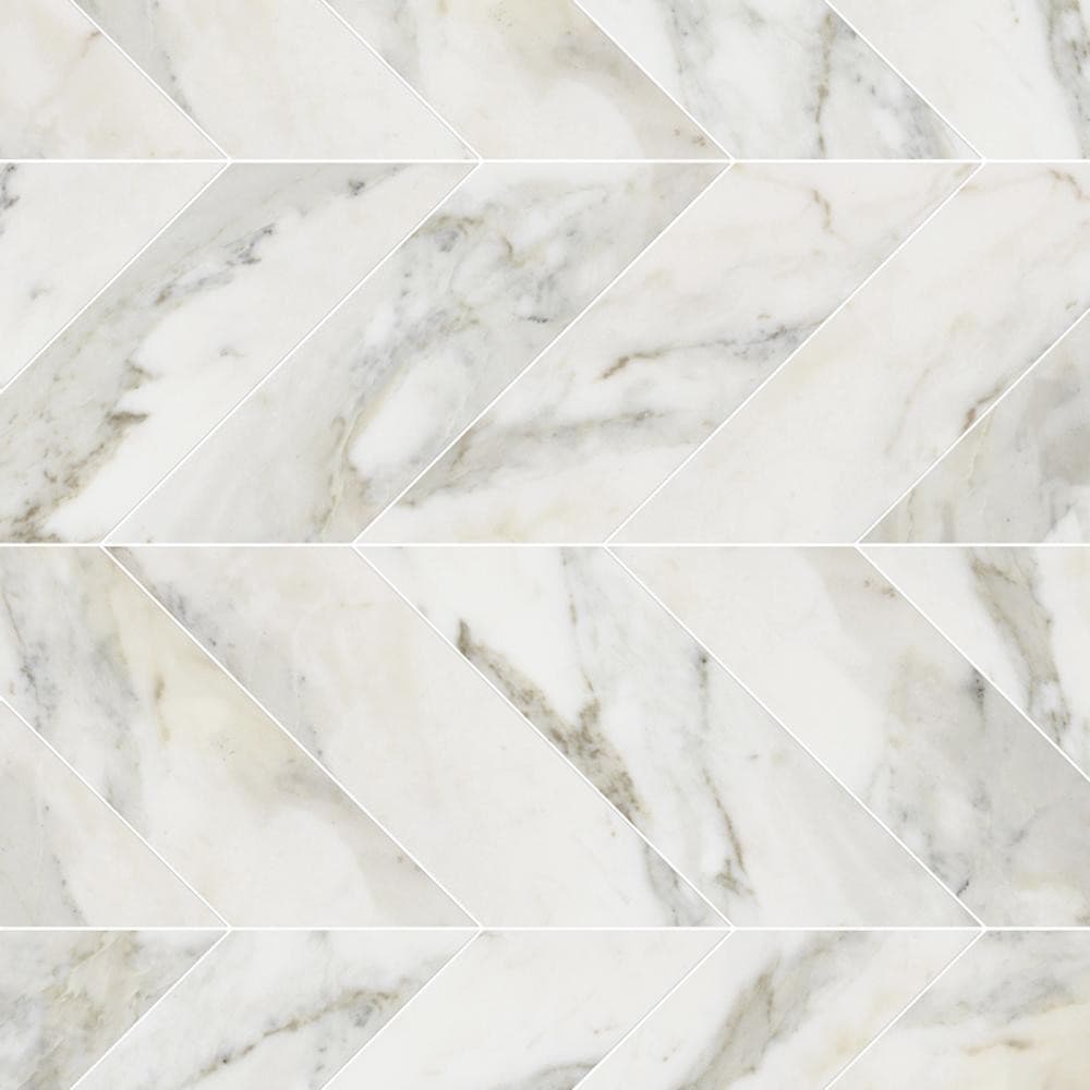 2x8 Calacatta Gold ( LARGE ) Chevron Marble Mosaic Tile