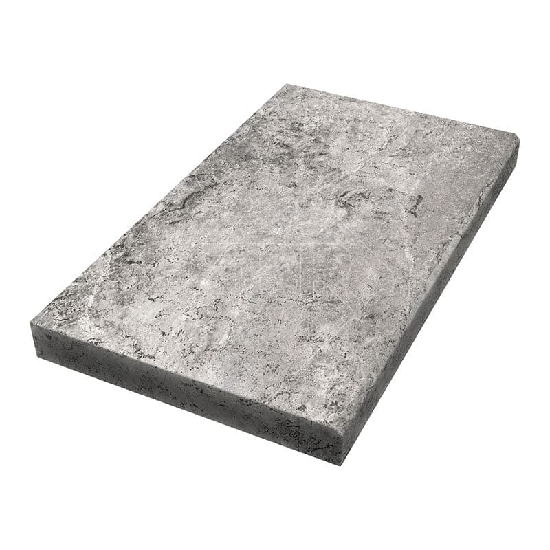 Silver Travertine 12x24 5cm Tumbled Eased Edge Pool Coping
